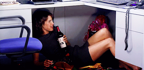 Drinking under a desk