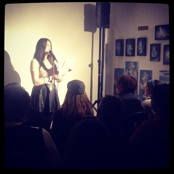 Dina Del Bucchia reading a sex scene from Fifty Shades of Grey, pointing out the attention to interior design. 